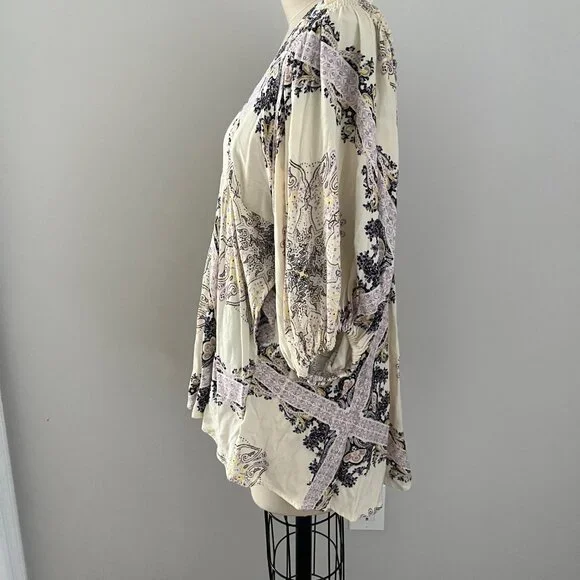 Free People Women's Girl Talk Tunic Top Dress Long Sleeve Ivory Pockets Boho XS - Picture 3 of 10